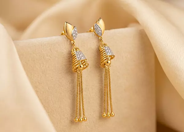 18 kt Gold Lumina Leaf Contour Jhumkis
