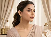 18 kt Gold Lumina Leaf Contour Jhumkis