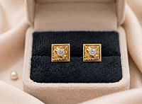 18 kt Gold Aurelia Geometric Flora Studs