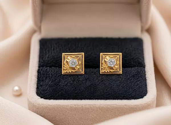 18 kt Gold Aurelia Geometric Flora Studs