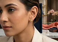 18 kt Gold Aurelia Geometric Flora Studs