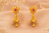18 kt Gold Crimson Blossom Jhumkis