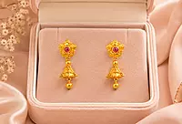 18 kt Gold Crimson Blossom Jhumkis