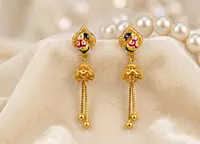 18 kt Gold Mayura Enamel Jhumkis