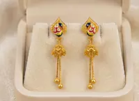 18 kt Gold Mayura Enamel Jhumkis
