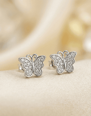 925 Silver Ethereal Butterfly Stud Earrings