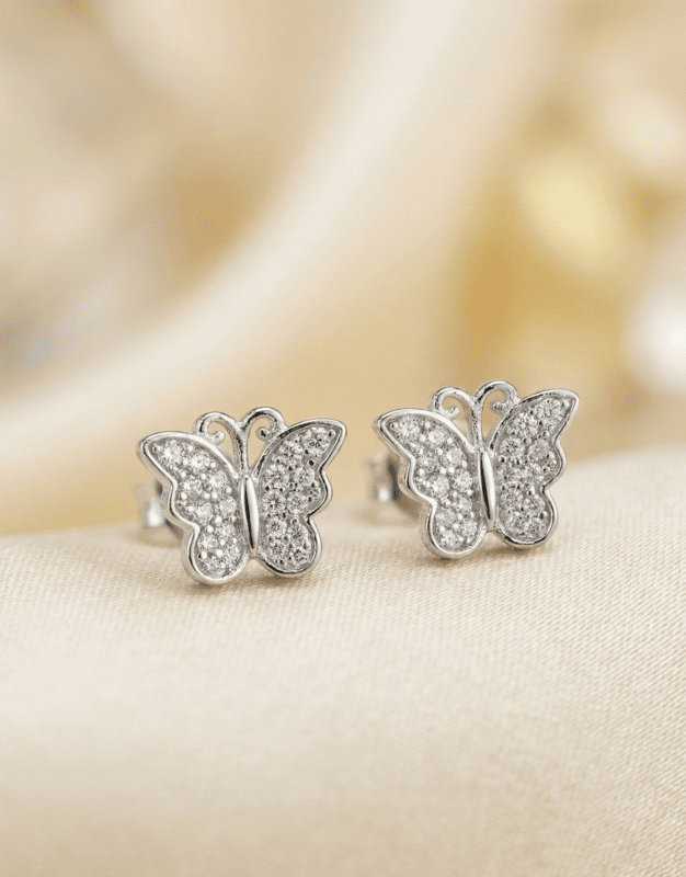 925 Silver Ethereal Butterfly Stud Earrings