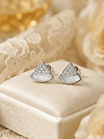925 Silver Iridescent Fan Stud Earrings