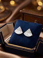 925 Silver Iridescent Fan Stud Earrings