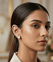 925 Silver Lunar Pearl Stud Earrings