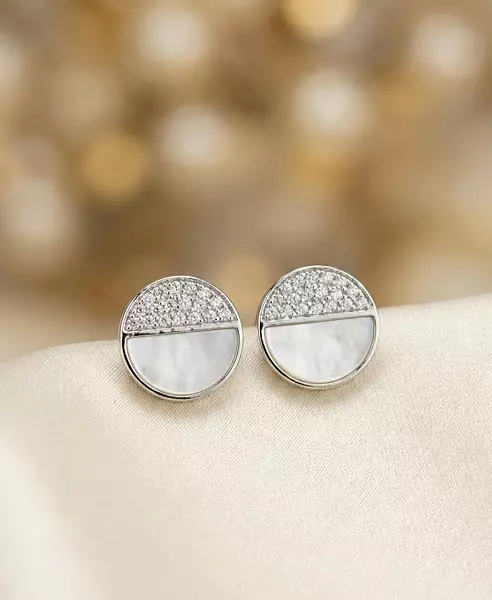 925 Silver Lunar Pearl Stud Earrings