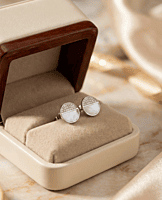 925 Silver Lunar Pearl Stud Earrings