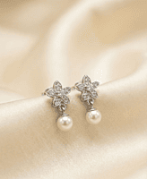 925 Silver Floral Pearl Drop Earrings