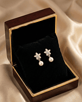 925 Silver Floral Pearl Drop Earrings