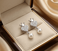 925 Silver Sovereign Heart Pearl Drop Earrings