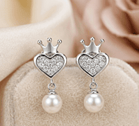 925 Silver Sovereign Heart Pearl Drop Earrings