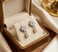 925 Silver Sparkling Clover Pearl Drops