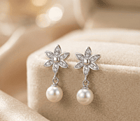 925 Silver Eternal Bloom Pearl Drop Earrings