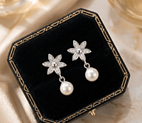 925 Silver Eternal Bloom Pearl Drop Earrings