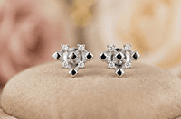 925 Silver Diamond Lattice Heart Studs