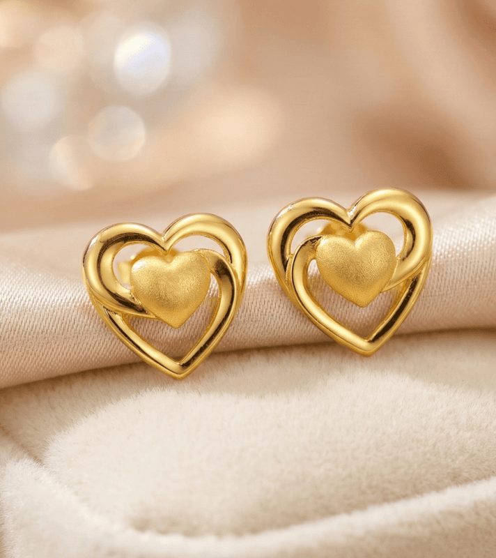 18 kt gold hearts stud earrings