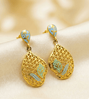 18 kt lattice work drop earrings