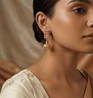 18 kt gold jhumka ball earrings