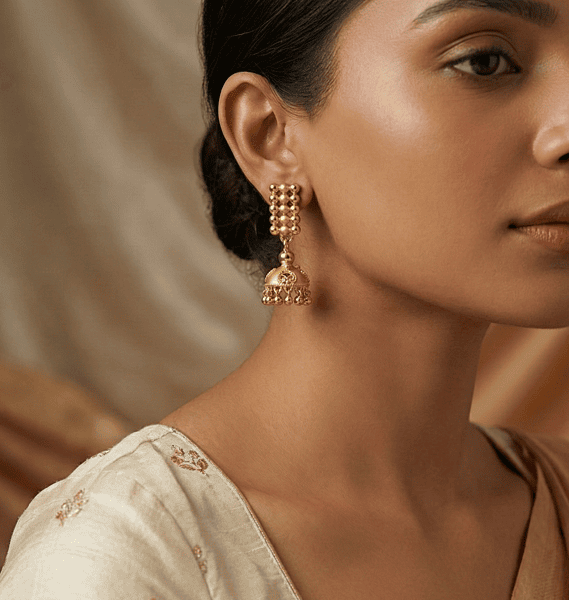 18 kt gold jhumka ball earrings