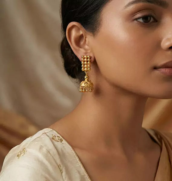 18 kt gold jhumka ball earrings
