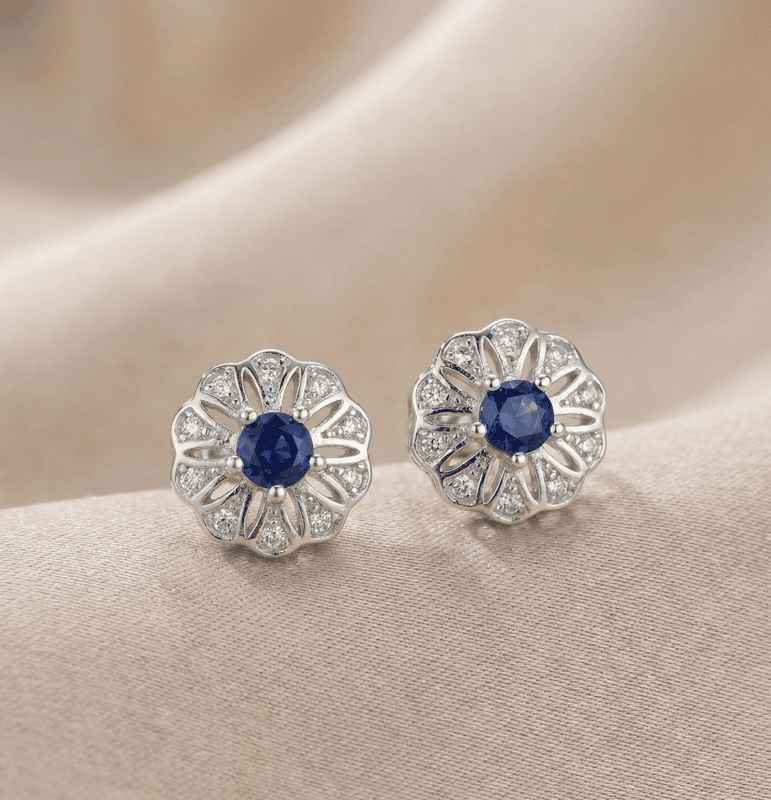 925 Silver Azure Bloom Stud Earrings