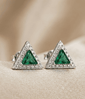 925 Silver Emerald Geometry Studs Earrings