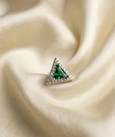 925 Silver Emerald Geometry Studs Earrings