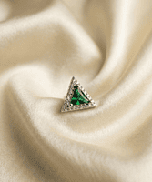 925 Silver Emerald Geometry Studs Earrings