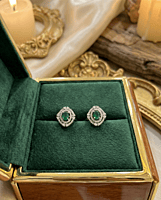 925 Silver Emerald Radiance Stud Earrings