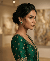 925 Silver Emerald Radiance Stud Earrings