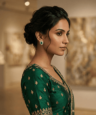 925 Silver Emerald Radiance Stud Earrings