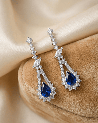 925 Silver Midnight Azure Drop Earrings