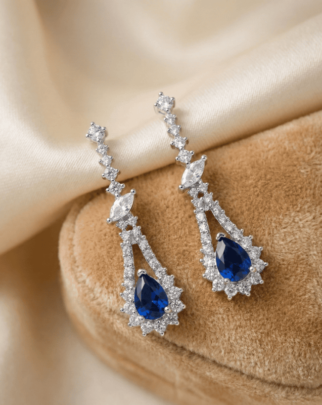 925 Silver Midnight Azure Drop Earrings
