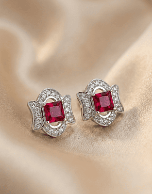 925 Silver Regal Crimson Stud Earrings