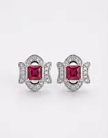 925 Silver Regal Crimson Stud Earrings