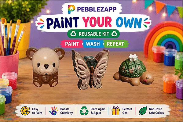 Reusable Teddy, Butterfly & Small Tortoise DIY Painting Kit โ Set of 3