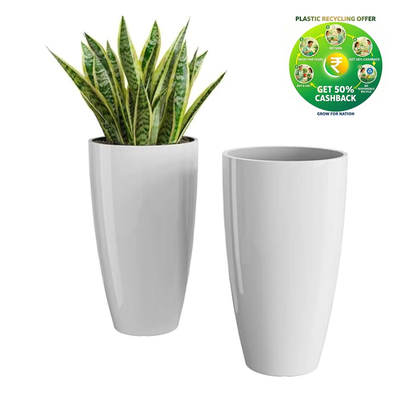 Tower Pot | Decorative Plastic Planter | 14 Inch Garden Pot