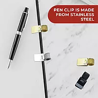 Rose Gold Metal Pen Holder Clip for Notebooks and Clipboards