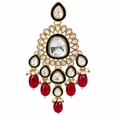 Kundan Aarya Mirror Ruby Drop Earrings