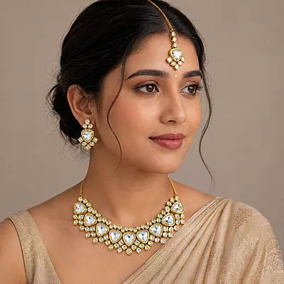 Kundan Vayana Gold Statement Necklace Set