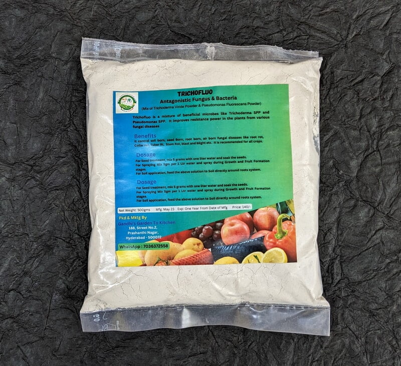 500gms Trichofluo (Mix of Trichoderma Viride Powder & Pseudomonas Fluorescens Powder)