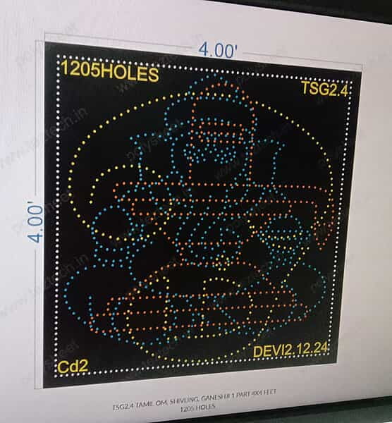 TSG2.4 TAMIL OM, SHIVLING, GANESHJI 1 PART 4X4 FEET 1205 HOLES