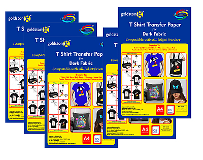 Tshirt Transfer Inkjet Paper Dark Fabrics X 5 Pack Combo (A4Zize 25 Sheet) Make Custom Tshirts at Home! As Simple as 1-2-3