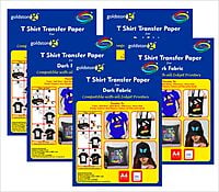 Tshirt Transfer Inkjet Paper Dark Fabrics X 5 Pack Combo (A4Zize 25 Sheet) Make Custom Tshirts at Home! As Simple as 1-2-3 Tshirt Transfer Inkjet Paper Dark Fabrics X 5 Pack Combo (A4Zize 25 Sheet) Make Custom Tshirts at Home! As Simple as 1-2-3