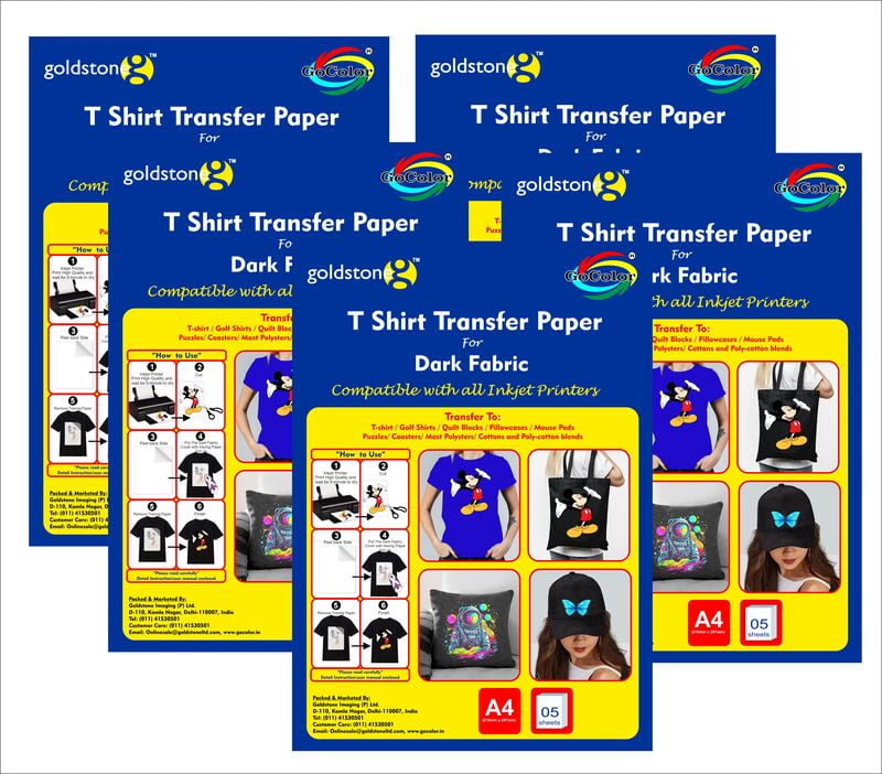 Tshirt Transfer Inkjet Paper Dark Fabrics X 5 Pack Combo (A4Zize 25 Sheet) Make Custom Tshirts at Home! As Simple as 1-2-3 Tshirt Transfer Inkjet Paper Dark Fabrics X 5 Pack Combo (A4Zize 25 Sheet) Make Custom Tshirts at Home! As Simple as 1-2-3